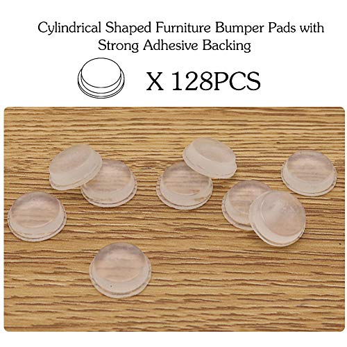 Shintop Rubber Feet Pads,128 Pieces Cupboard Door Stopper Soft Close Dampers Sticky Clear Bumper Pad for Cabinets, Doors,Drawers and Surface Protection(Cylindrical)