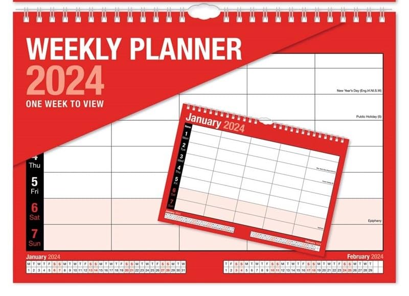 2024 Calendar,Planners & Personal Organizers, 2 Column Month to View Spiral Bound Wall Planners, Notable Dates, Spiral Bound for Home Business School (A4 Weekly Planner With 5 Columns)