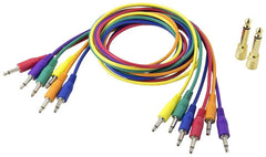 Korg - SQ-CABLE6 - 75cm Mini Jack Patch Leads with Two Adaptors - Pack of 6 - Mixed Colours