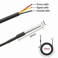 DS18B20 1M Waterproof Temperature Sensors Digital Temp Probe Compatible with Arduino and Raspberry Pi - 5 Pcs