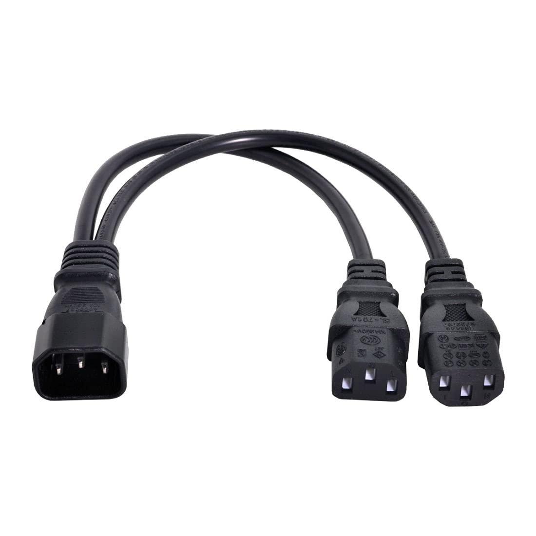 CY Single C14 to Dual C13 5-13R Short Power Y Type Splitter Adapter Cable Cord