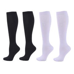 Zingso Compression Socks for Women Men, 2 Pairs 20-25mmHg Knee High Socks Compression Stockings for Sport, Athletic, Edema, Diabetic, Varicose Veins, Travel, Pregnancy, Nursing (L/XL, Black White)