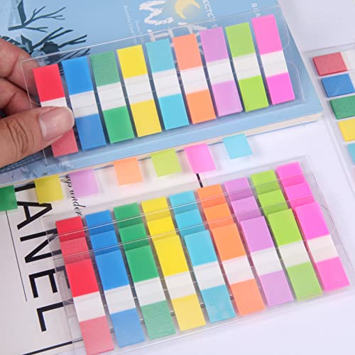 Sticky Tabs,moinkerin 1800 Pieces Transparent Sticky Notes Book Tabs PET Multicolor for Bookmarks,Studying,Office,School Planner Memo