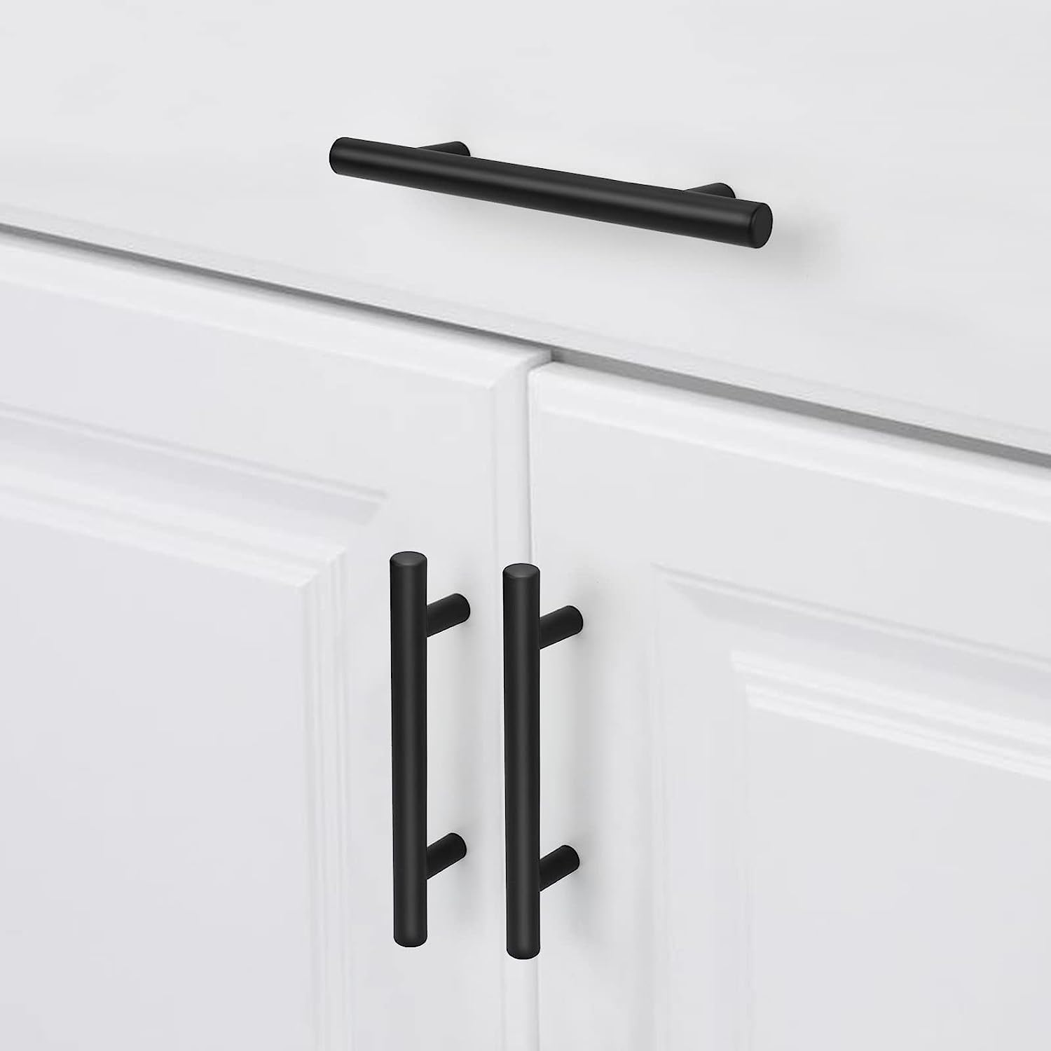 LONTAN 1 Black Kitchen Handles 160mm Kitchen Door Handles Black Handles for Drawers Drawer Pulls Black Kitchen Cupboard Handles Wardrobe Drawer Handles Vintage Stainless Steel Handles