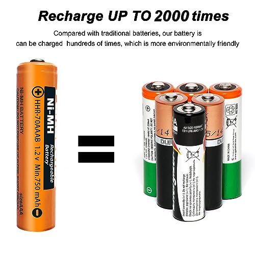 HHR-70AAAB NI-MH Battery for Panasonic 1.2V 750mAh AAA Battery Rechargeable Batteries for BT Gigaset Cordless Phones (6 Pack)