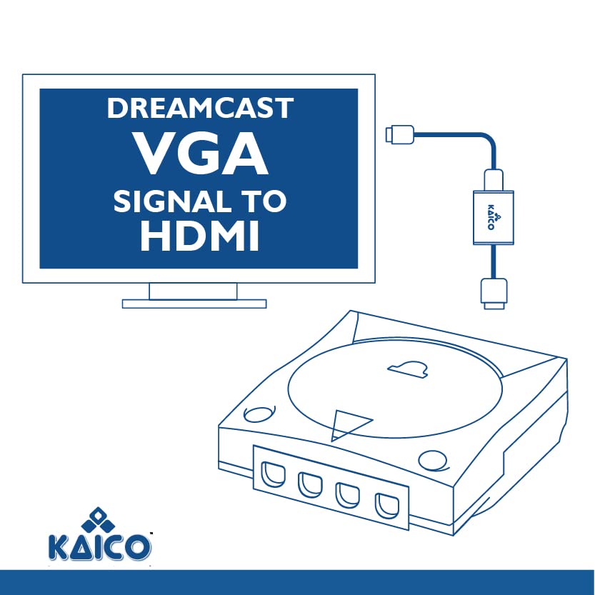 Kaico Sega Dreamcast HDMI Converter - Simple Plug and Play HDMI Converter For Sega Dreamcast Sega Dreamcast VGA cable to Dreamcast HDMI - The Best Sega Dreamcast AV Cable