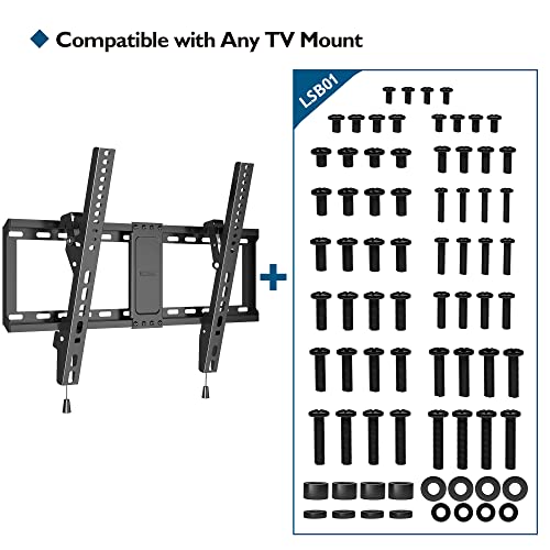 BONTEC Universal TV Mounting Hardware Kit Compatible with Most TVs Up to 80 inch, Includes M4, M5, M6, & M8 TV Screws, Washers & Spacers, Works with Any TV Wall Bracket, Monitor & TV Stand