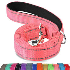 Joytale Padded Handle Dog Lead,Double-Sided Reflective Nylon Dogs Leads for Training,Walking Leash for Large, Medium Dogs, 1.2m × 2.5cm, Pink