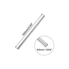 sourcing map 5mm x 100mm 304 Stainless Steel Solid Round Rod for DIY Craft - 2pcs