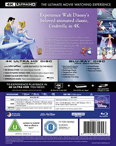 Cinderella (Animation) UHD [Blu-ray] [Region Free]