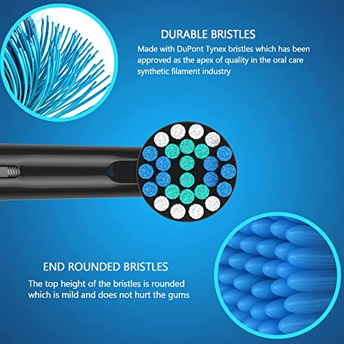 Cokfais Toothbrush Head Compatible with Braun Oral b Electric Toothbrush, Pack of 16 Sensitive Replacement Brush Heads for Oral-b Pro Smart Vitality Genius Triumph Teen Kids (WhiteandBlack)