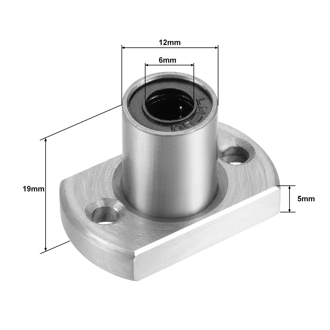 sourcing map LMH6UU Two Side Cut Flange Linear Ball Bearings, 6mm Bore Dia, 12mm OD, 19mm Length