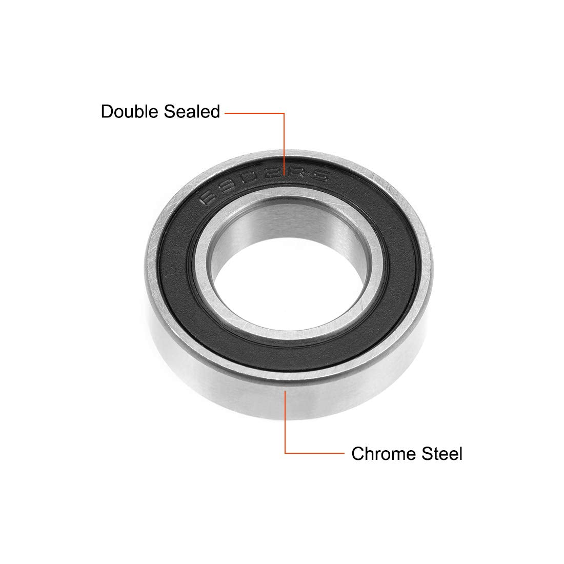 sourcing map 6902-2RS Deep Groove Ball Bearing 15x28x7mm Double Sealed ABEC-3 Bearings 2-Pack