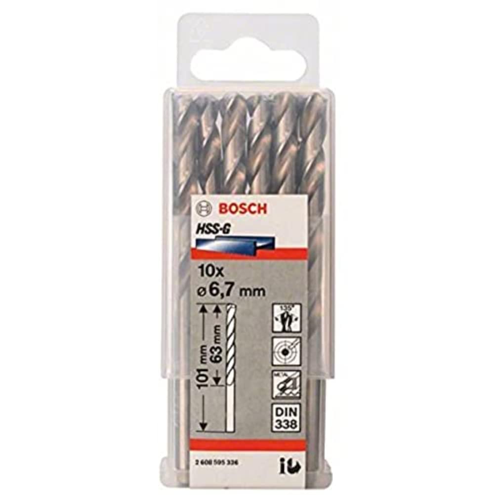 Bosch Professional 10x Metal drill bits HSS-G DIN 338 (for metal, Ø 6.7 x 63 x 101 mm, Accessory Drill Driver)