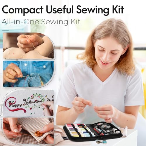 Coquimbo Sewing Kits Gifts for Mum Mini Sewing Kit Travel with Needle and Thread Kit 85Pcs Sewing Accessories for Home, Traveler, Adults, Beginner, Emergency, Kids, Students Back to School Supplies