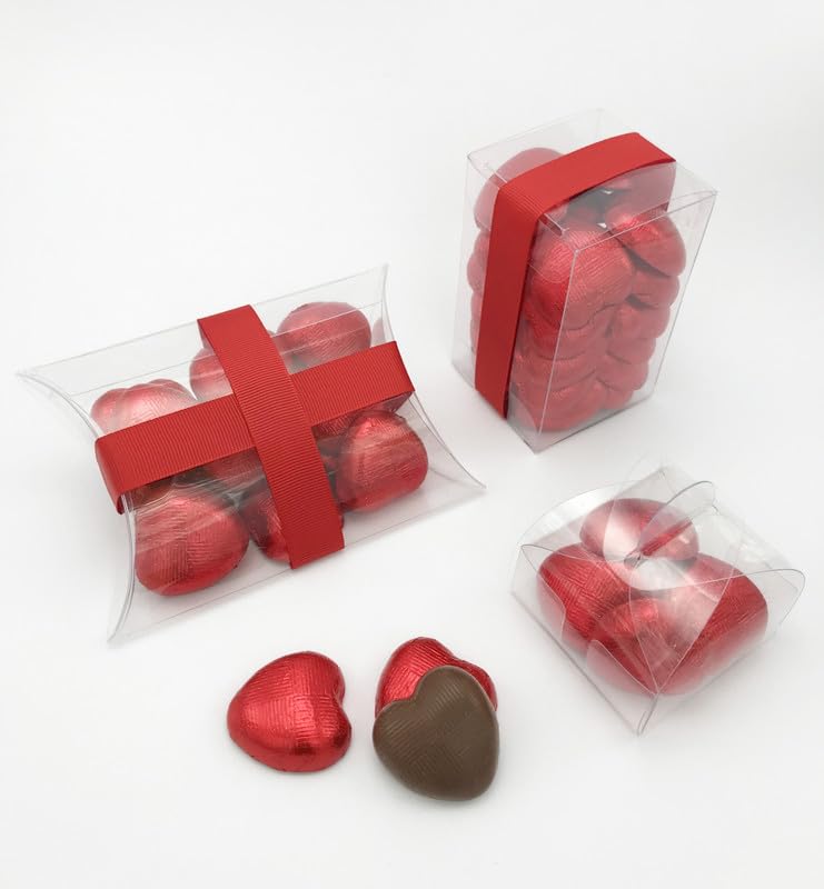 Luxury Milk Chocolate Hearts - For Wedding Favours, Anniversary, and Mothers Day - 30 Red Hearts