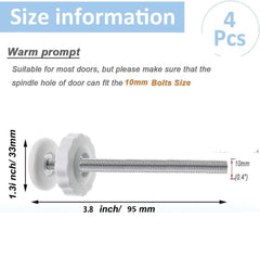 4 Pack M10 (10mm) Baby Gate Threaded Spindle Rod Replacement Screw Bolts Kit for Baby & Pet Pressure Mounted Safety Gates Wall Mounting Accessories Adapter Bolts (White)