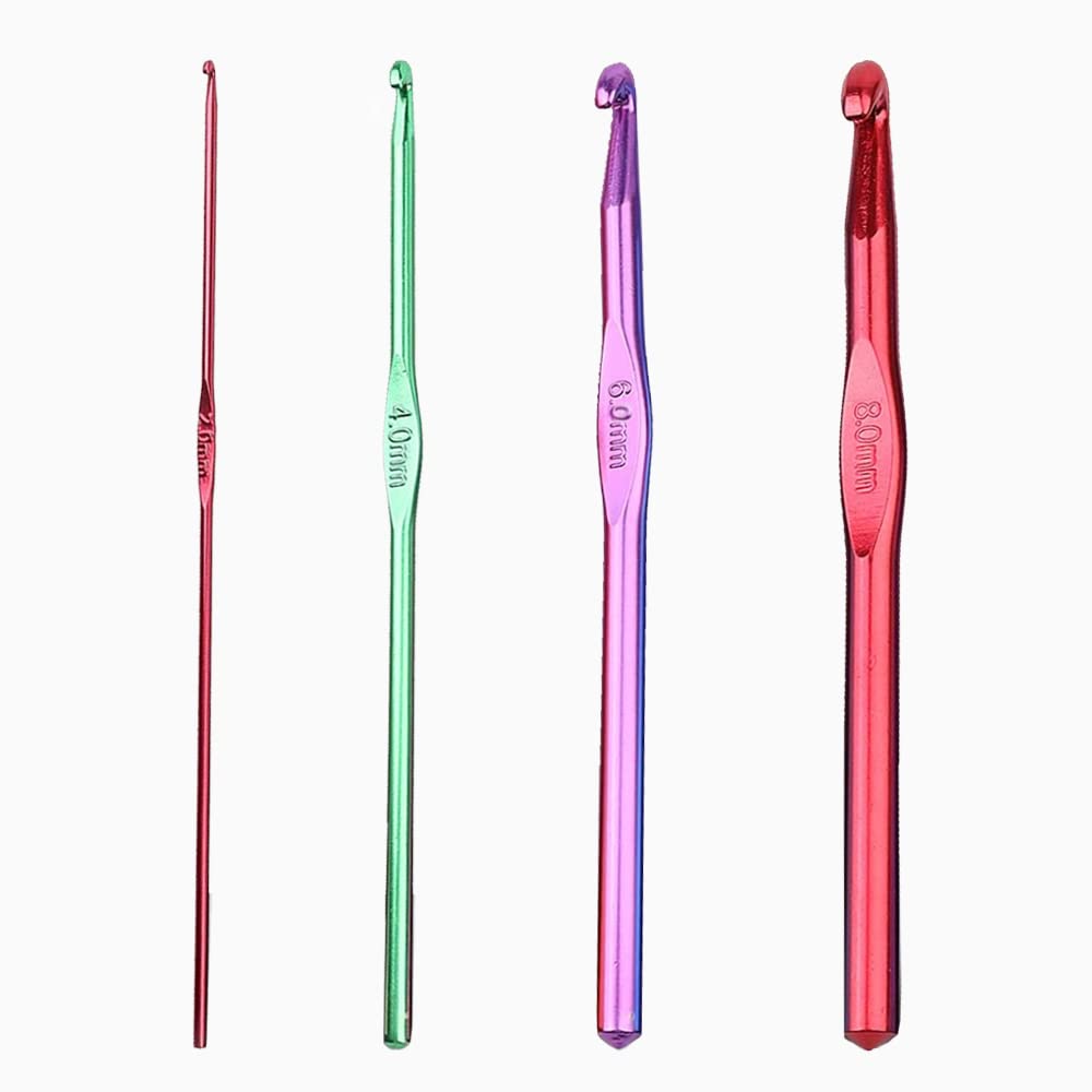 Crochet Hooks, 4 Pcs Multicolor Aluminum Knitting Needles, Crochet Hooks Set for Beginners or Professionals