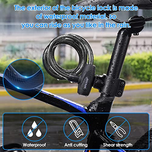 SPGOOD Bike Locks Heavy Duty 1800mm/12mm Bicycle Lock (8 Colors) Bike Chain Lock with 5-Digits Codes Combination Cable Lock for Bike Cycle, Moto, Door, Gate Fence