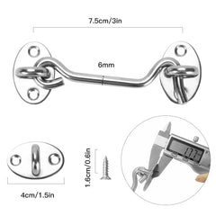 Hook and Eye Latch, Cabin Hook Gate Hook Lock Stainless Steel Heavy Duty Gate Latch with Screws, for Window, Garage, Garden, Door(3 Inch 2 pcs)