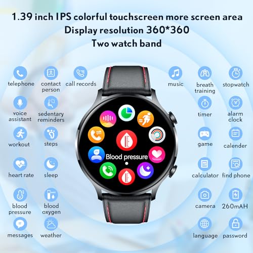 Smartwatch Fitness Watch Bluetooth Call - 1.39 inches Smart Watch for Men with Heart Rate Oxygen Blood Pressure Sleep Monitor 114 Sports Modes Step Counter Activity Trackers Compatible with Android iOS