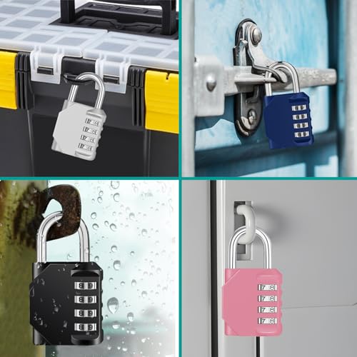 ZHEGE Padlock with Code, 4 Digit Combination Lock for Locker, Resettable Coded Padlock for School and Gym Lockers, Outdoor Padlock Weatherproof for Backyard Fence Gate, Sheds, Garage Door (Pink)