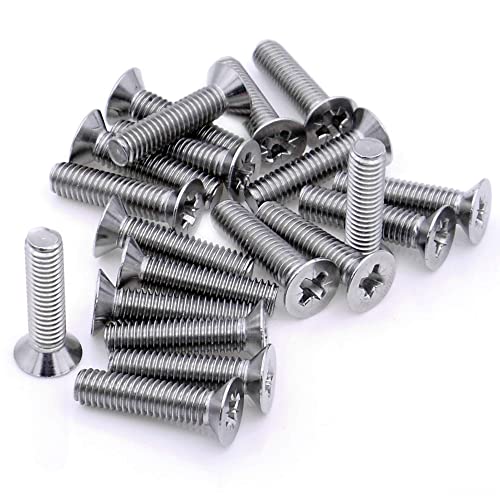 M4 (4mm x 50mm) Pozi Countersunk Machine Screw (Bolt) - Stainless Steel (A2) (Pack of 20)