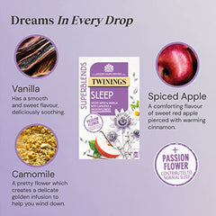 Twinings Superblends Sleep Tea - Spiced Apple & Vanilla Herbal Tea Infusion with Camomile & Passion Flower - 80 Biodegradable Tea Bags