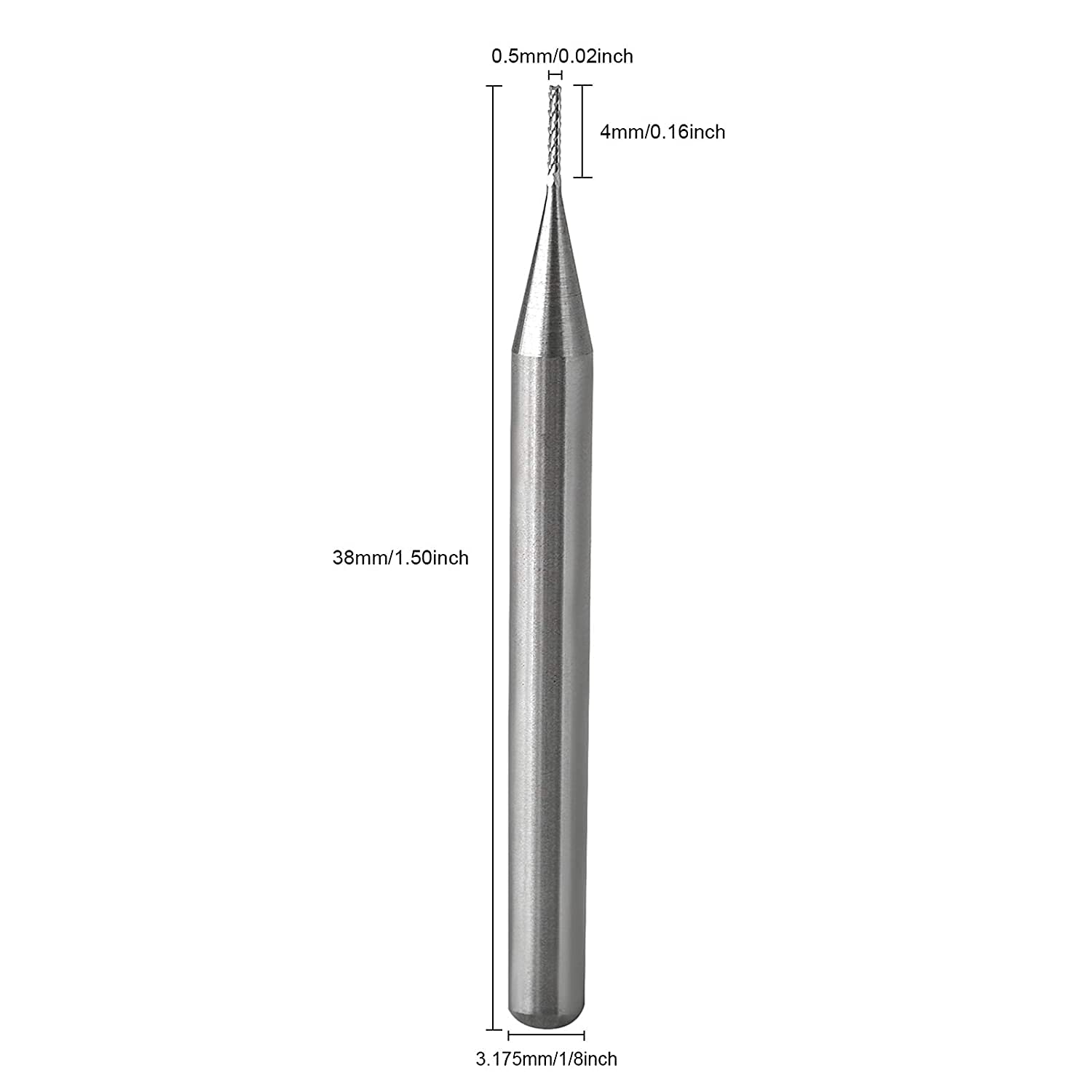 Timelee 1/8 inches Shank CNC Router Bits 0.5mm Cutting Diameter Carbide End Mill Engraving Milling Cutter CNC Bits for PCB Machine Pack of 10