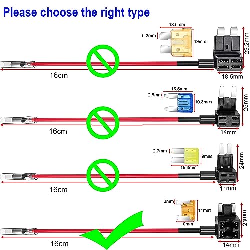 Gebildet 12/24V Low Profile MINI Add-a-Circuit Fuse Tap, Mini Piggy Back Blade Fuse Holder with Wire Harness, 6 pcs Mini Blade Fuse (3A 5A 7.5A 10A 15A 20A) and Fuse Puller (Pack of 4)