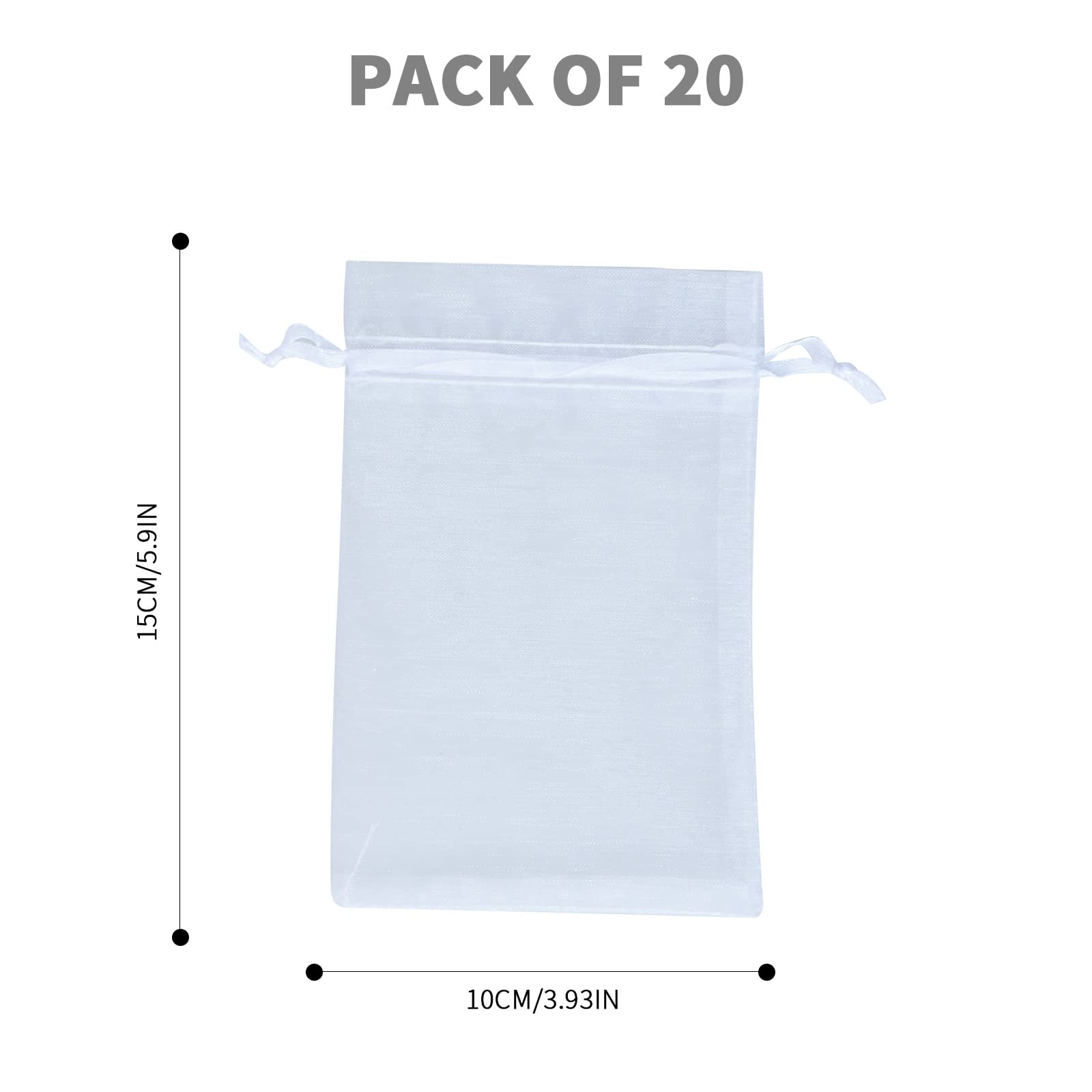 SUSNUAN White Organza Gift Bags 20Pcs, 10x15cm Organza Bags Large Jewellery Pouches Wedding Favours Bags for Wedding, Anniversary, Christmas, Baby Shower, Birthday Party Drawstring Gift Bags