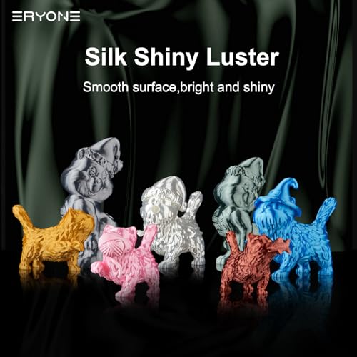 ERYONE Silk PLA Filament 1.75mm, 3D Printer Filament PLA, -0.03mm, 1kg(2.2lbs)/Spool, Silk Silver