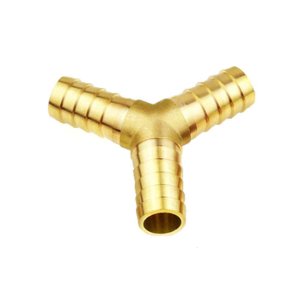 Y Piece Brass Hose Connector 4PCS Fuel Hose Connector Pneumatic Hose Barbed Connector for Fuel Air Water Gas Oil (6mm 8mm 10mm 12mm)