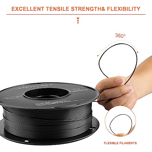 Carbon Fiber PETG Filament 1.75mm, TINMORRY PETG-CF 3D Printing Materials, Compatible with Bambu Lab FDM 3D Printer, 1 KG 1 Spool, Black