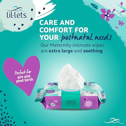 Lil-Lets Maternity Intimate Wipes, 1 Pack of 25 Wipes (25 Count), Extra Large, Biodegradable Wipes, For Pre & Post Birth, Dermatologically & Gynaecologically Tested