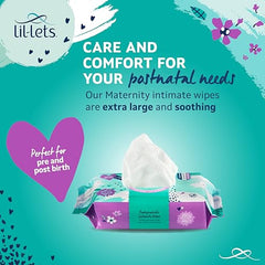 Lil-Lets Maternity Intimate Wipes, 1 Pack of 25 Wipes (25 Count), Extra Large, Biodegradable Wipes, For Pre & Post Birth, Dermatologically & Gynaecologically Tested