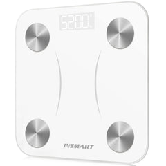 INSMART Body Fat Scales, Digital Personal Scales with App, Bluetooth Scales for Body Fat, BMI, Weight, Pulse Rate, Muscle Mass, Water, Protein, Bone Weight, BMR, etc. White