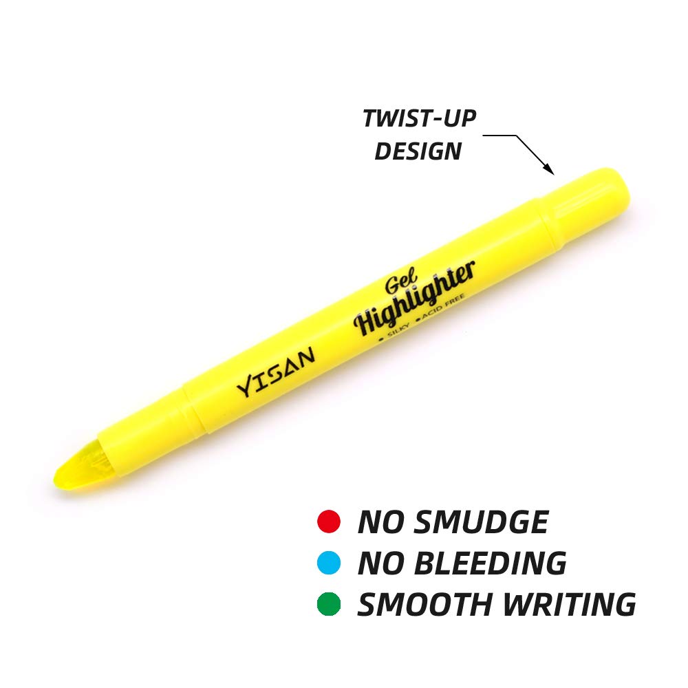 YISAN Gel Highlighter, Bible Highlighter, Yellow Dry Highlighter Marker Pens, No Bleed, 8 Count,70610…