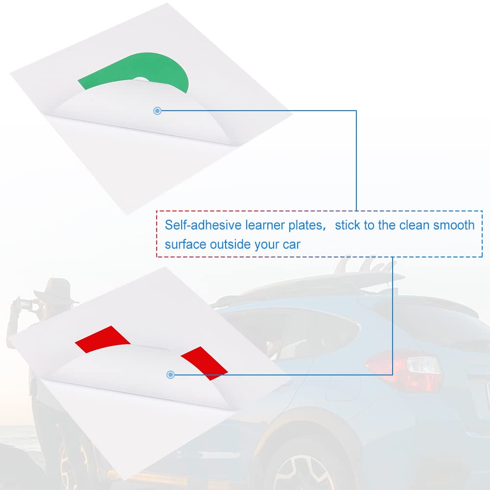 Onarway Learner Plate, Self Adhesive Red L Plate and Green P Plate 4 Pack for Driver Learner, No Fading No Blow off Easy to Move without Scratching