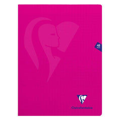 Clairefontaine - Ref 313311C - Mimeys Side Stapled Notebook (48 Pages) - A4and Size, Polypro Cover, 90gsm Brushed Vellum Paper, Séyès Ruling - Pink Cover