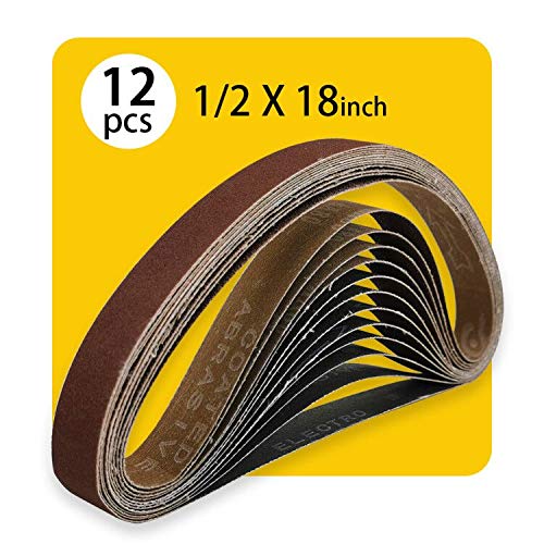 13mmx457mm 13mm x 457mm Sanding Belt Assorted Pack,12 Pcs(4 Each of 80 120 150 Grits) Aluminum Oxide for Sander