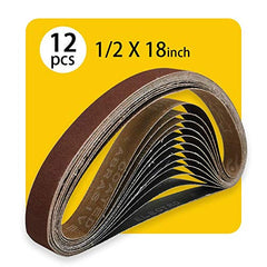 13mmx457mm 13mm x 457mm Sanding Belt Assorted Pack,12 Pcs(4 Each of 80 120 150 Grits) Aluminum Oxide for Sander