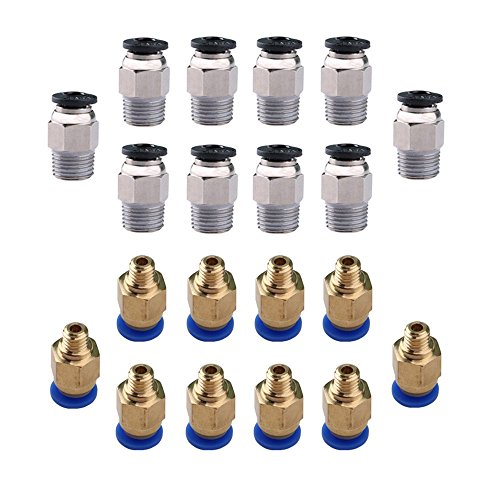 CESFONJER PC4-M6 Pneumatic Air Straight Quick Fitting (Pack of 10pcs), PC4-M10 Straight Pneumatic Fitting (Pack of 10pcs), for Push -V6 Fitting Connector for Extruder 3D Printer