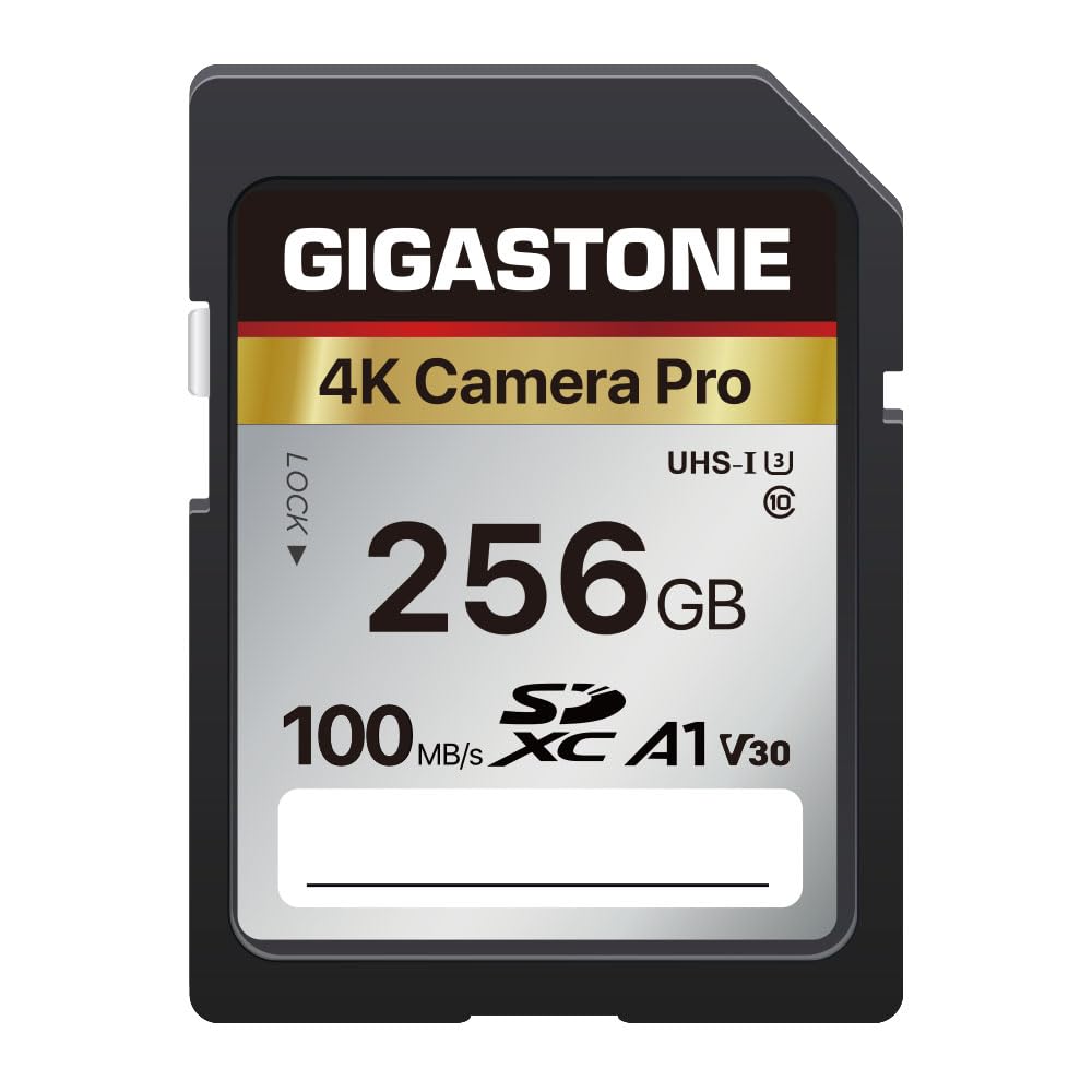 Gigastone 256GB SDXC 4K Camera Pro Series Memory Card - Up to 100MB/s Transfer Speed - Compatible with Canon Nikon Sony Camcorder, A1 V30 UHS-I Class 10 Camera for 4K UHD Video