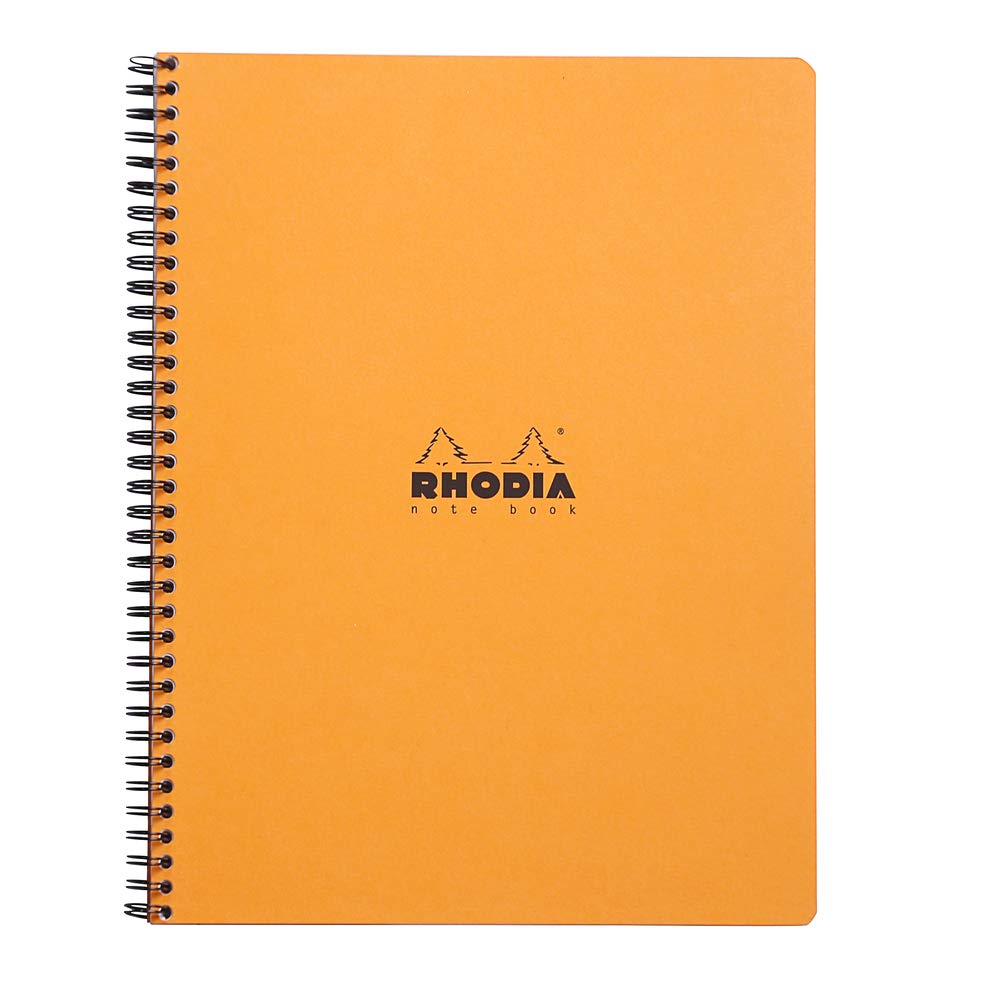 RHODIA 19300C - Spiral Notebook (Full Binding) Black or Orange Notebook - A4and - Small Squares - 160 Detachable Pages - Clairefontaine Paper 80 g/m - Soft and Resistant Cover - Classic