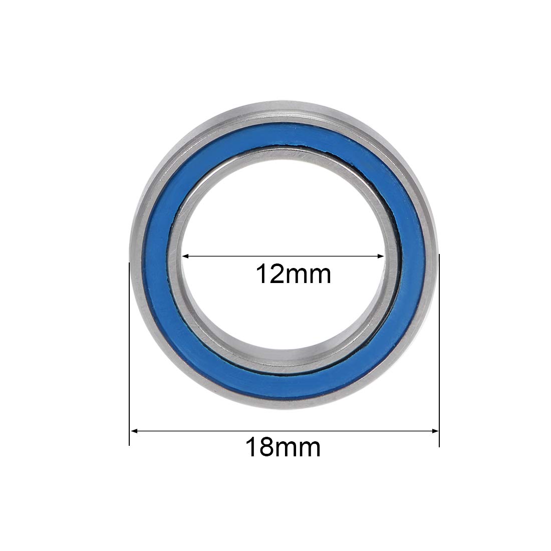 sourcing map 6701-2RS Deep Groove Ball Bearing 12x18x4mm Double Sealed ABEC-3 Bearings 5-Pack