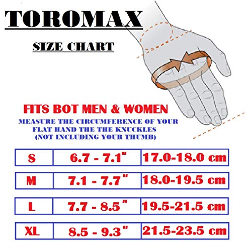 TOROMAX Weight Lifting Gloves Gym Gloves for Training, Fitness, Workout, Crossfit Exercise, cycling Leather Padded for Extra Grip Full Palm Protection, Breathable Anti Slip (Black, Large)