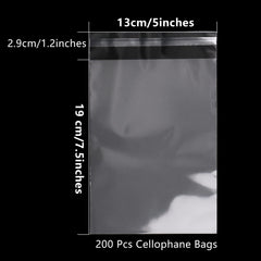 200 Pcs Cellophane Bags 5 x 7.5 inches Self Seal Cellophane Bags Small Cellophane Bags Clear Cello Bags for Cookie Sweet Gifts Jewelry A6-A10 Cards