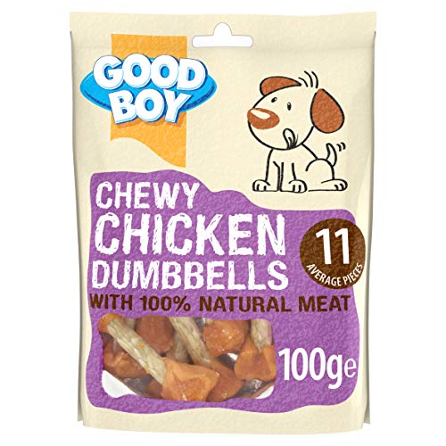 Good Boy - Chewy Chicken Dumbbells - Dog Treats - Made with 100% Natural Chicken Breast Meat - 100 g ℮ - Low Fat Dog Treats - Case of 8