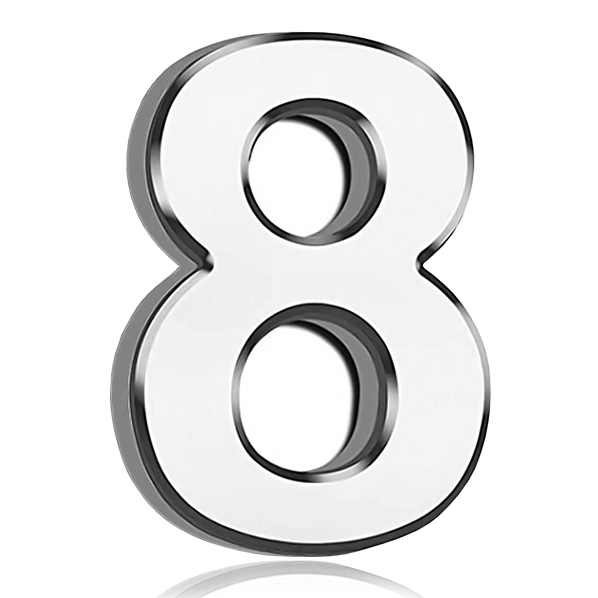 3 Inch Front Door Numbers, 3D Self Adhesive House Numbers Plaques Waterproof Mailbox Signage DIY Chrome Polished Address Numbers Sign for Home Office Hotel Apartment Door Room Wall, Silver (8)